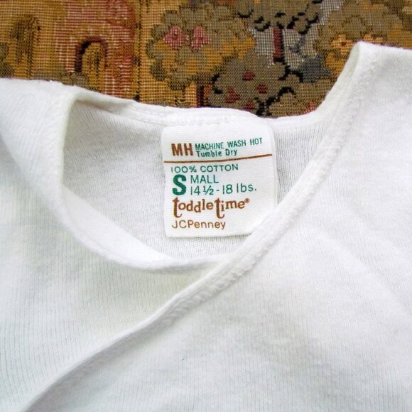 BABY UNDERSHIRT, S, VINTAGE WHITE COTTON w SHAPS, TODDLE TIME 14-18 LBS - Picture 3 of 5